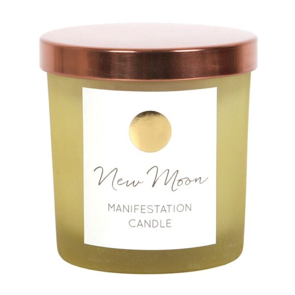 New Moon Wild Orange Manifestation Candle with Clear Quartz - Image 3