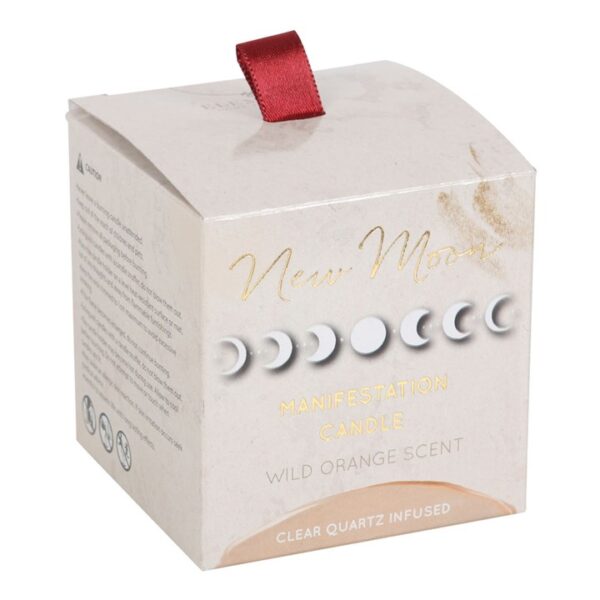 New Moon Wild Orange Manifestation Candle with Clear Quartz - Image 5