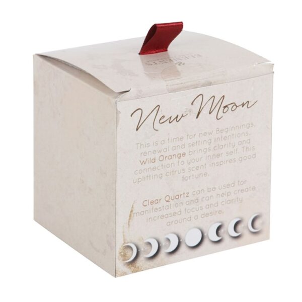 New Moon Wild Orange Manifestation Candle with Clear Quartz - Image 6