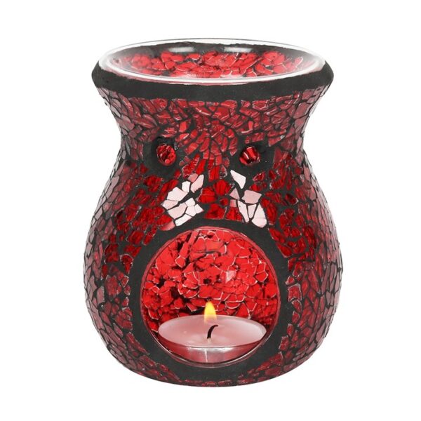 Small Red Crackle Glass Oil Burner