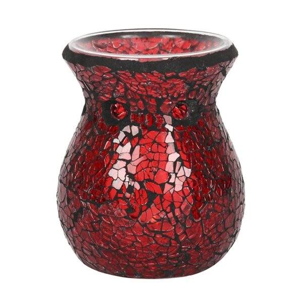 Small Red Crackle Glass Oil Burner - Image 2