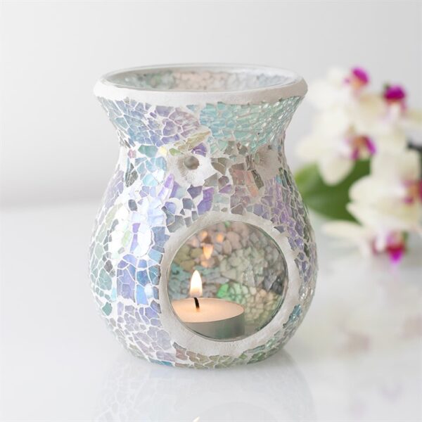 Small Light Blue Iridescent Crackle Oil Burner - Image 4