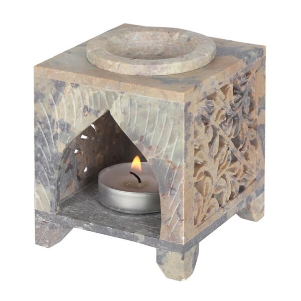 Moroccan Arch Cutout Soapstone Oil Burner - Image 2