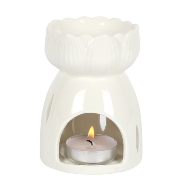 White Gloss Lotus Flower Oil Burner - Image 2