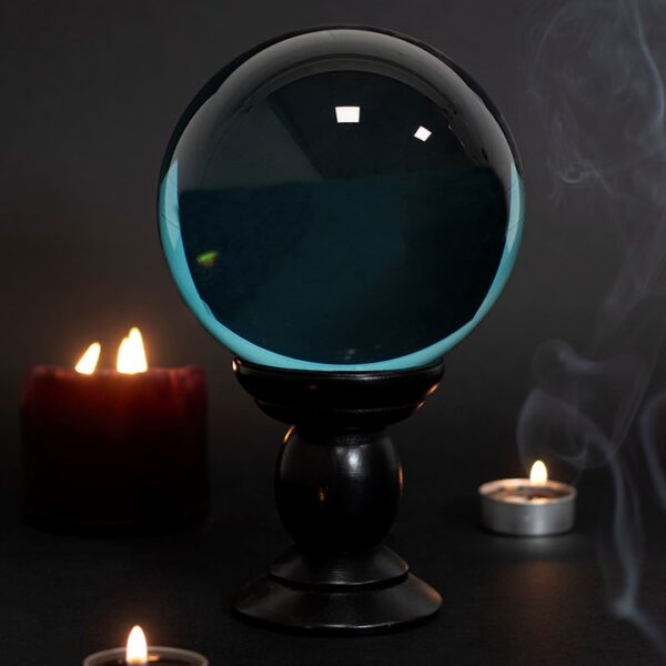 Large Teal Crystal Ball on Stand - Image 2