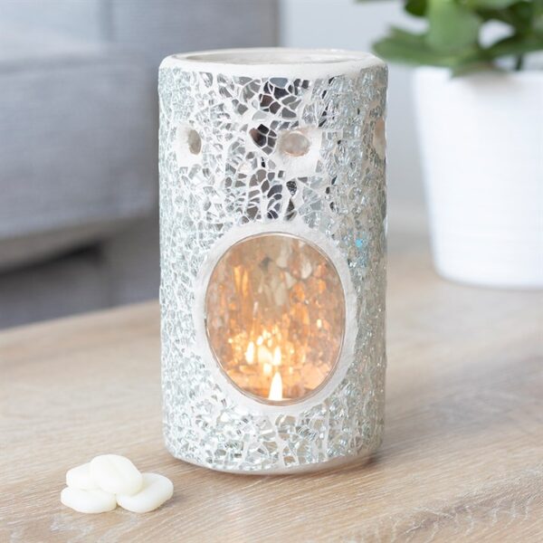 Silver Pillar Crackle Glass Oil Burner - Image 4