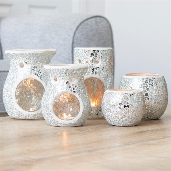 Silver Pillar Crackle Glass Oil Burner - Image 5