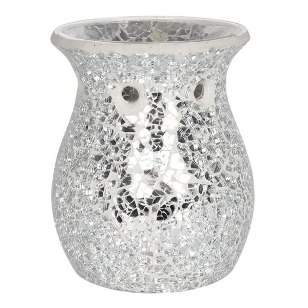 Large Silver Crackle Oil Burner - Image 3