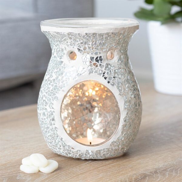 Large Silver Crackle Oil Burner - Image 4