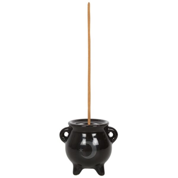 Mystical Moon Cauldron Ceramic Incense Holder - Image 2