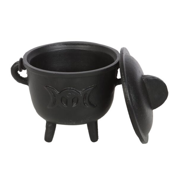 11cm Cast Iron Cauldron with Triple Moon - Image 2