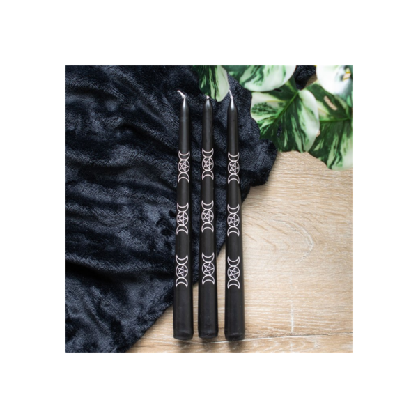 Set of 3 Black Magic Triple Moon Taper Candles - Image 2